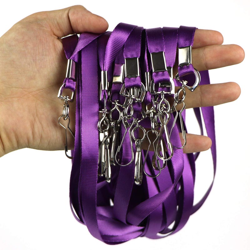Ollain Bulk Lanyards Premium Cruise Lanyard Nylon Badge Lanyards Id Holder Perfect for Office, Kids, Teachers (Purple, 100Pack) - Image 4
